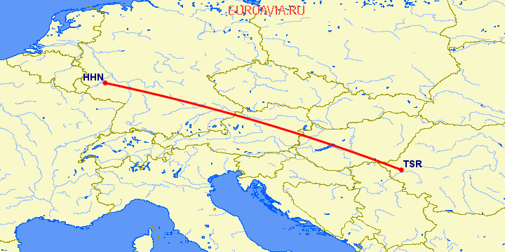 перелет Тимишоара — Hahn на карте