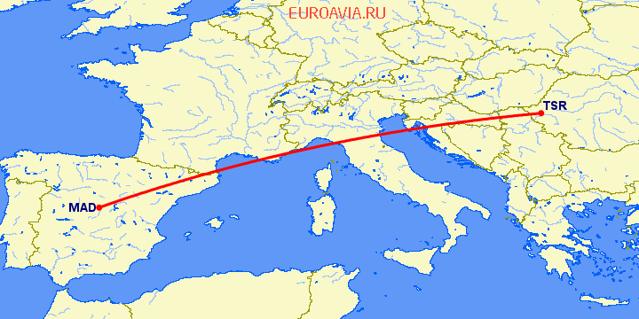 перелет Тимишоара — Мадрид на карте
