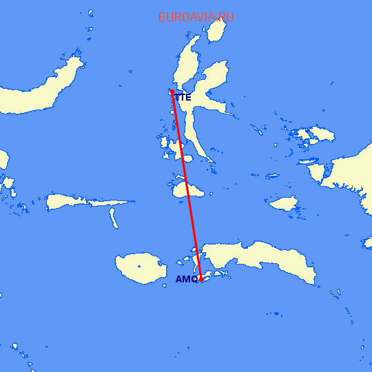 перелет Тернате — Амбон на карте