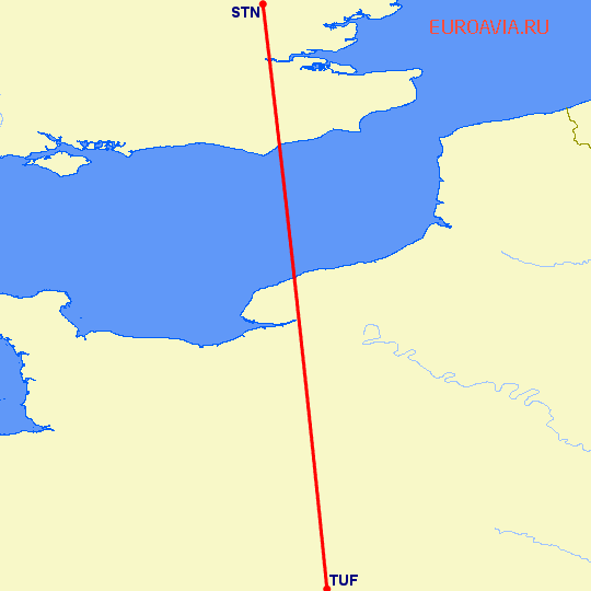 перелет Турс — Лондон на карте