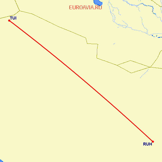 перелет Тураиф — Эр Рияд на карте