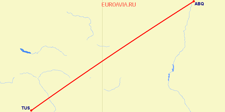 перелет Туксон — Альбукерке на карте