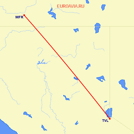 перелет Саут Лейк Тахо — Медфорд на карте
