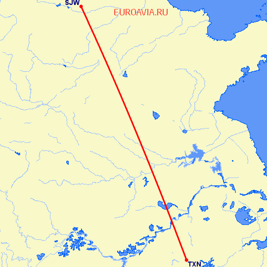 перелет Тунси — Шицзяжун на карте