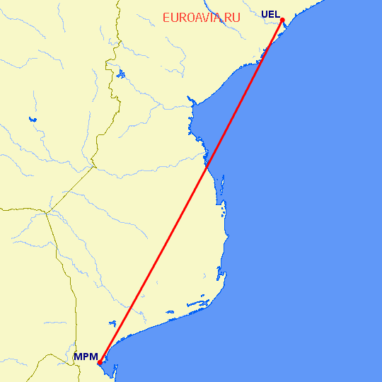 перелет Келимане — Мапуту на карте