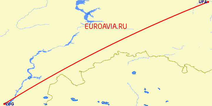перелет Уфа — Волгоград на карте