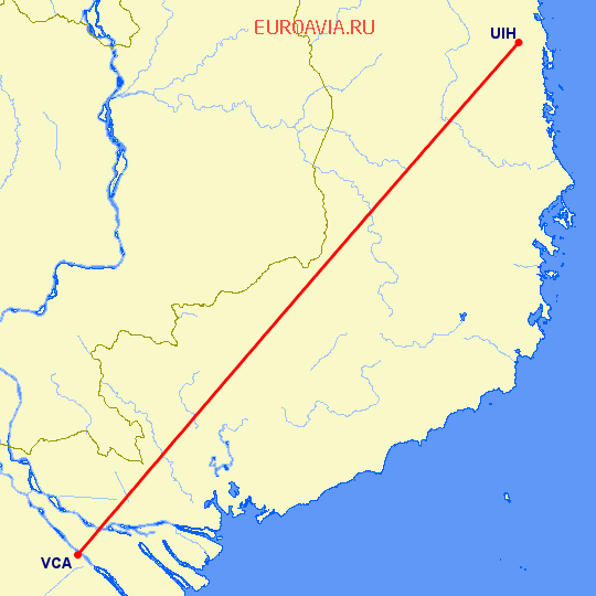 перелет Qui Nhon — Кан-Тхо на карте