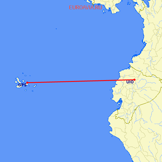 перелет Кито — Galapagos Is на карте