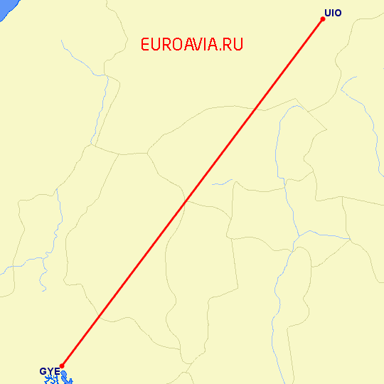 перелет Кито — Гуайяквил на карте