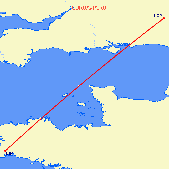 перелет Куимпер — Лондон на карте