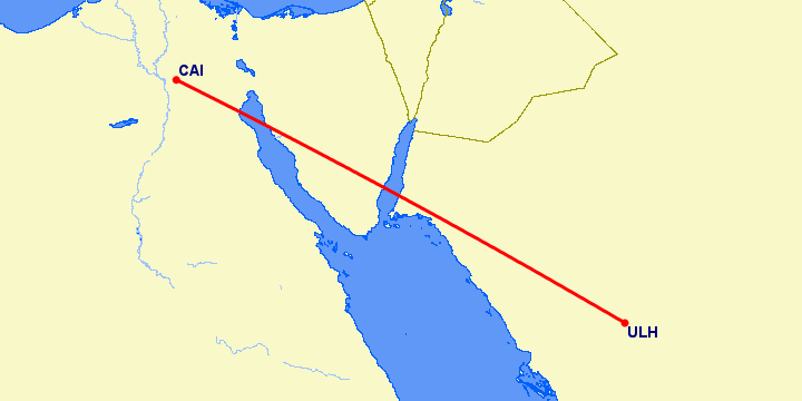 перелет Аль Ула — Каир на карте