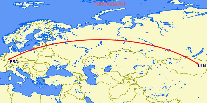 перелет Улан Батор — Франкфурт на Майне на карте