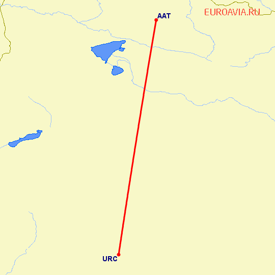 перелет Урумги — Алтай на карте