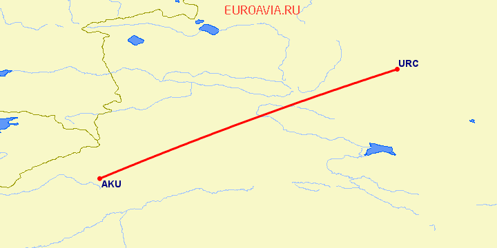 перелет Урумги — Аксу на карте