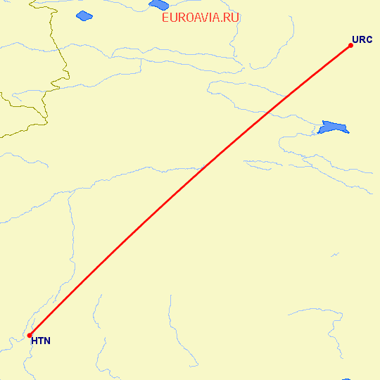 перелет Урумги — Хотан на карте