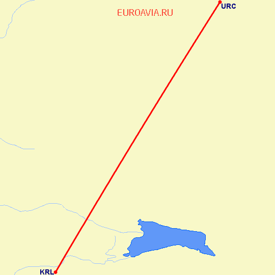 перелет Урумги — Корла на карте