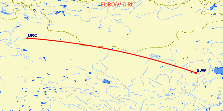 перелет Урумги — Шицзяжун на карте