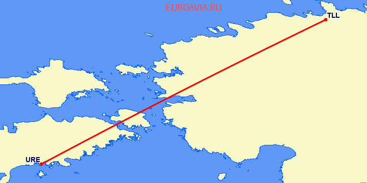 перелет Курессааре — Таллин на карте