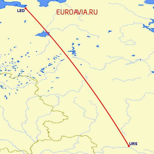 перелет Курск — Санкт Петербург на карте