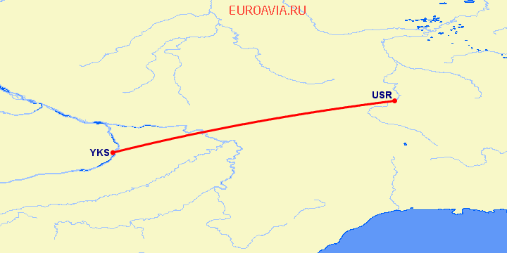 перелет Усть Нера — Якутск на карте