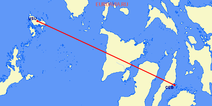 перелет Корон — Кебу на карте
