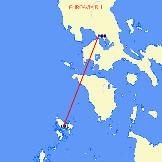 перелет Корон — Манила на карте