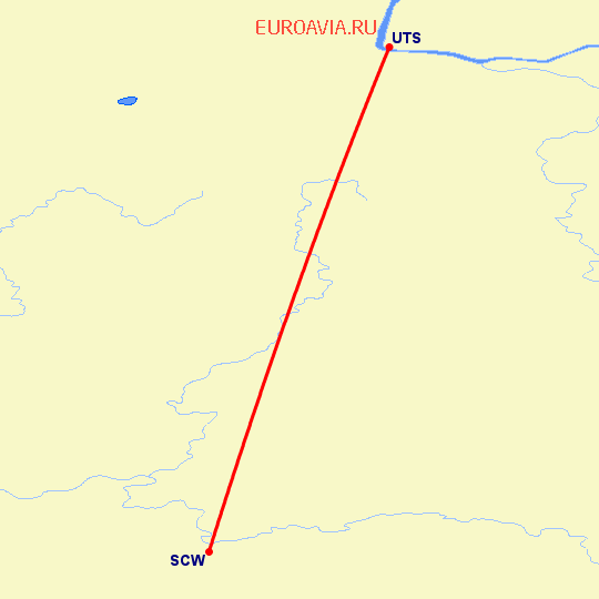 перелет Усть Цильма — Сыктывкар на карте