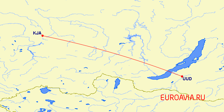 перелет Улан Удэ — Красноярск на карте
