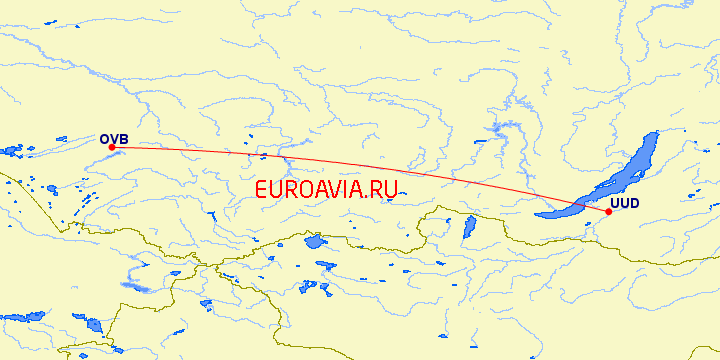 перелет Улан Удэ — Новосибирск на карте