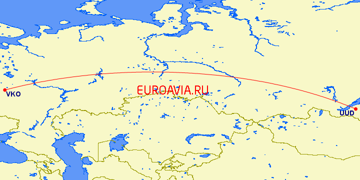 перелет Улан Удэ — Москва на карте