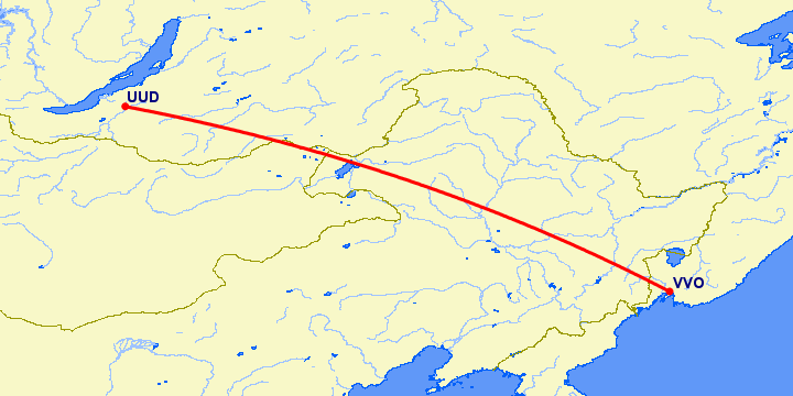 перелет Улан Удэ — Владивосток на карте