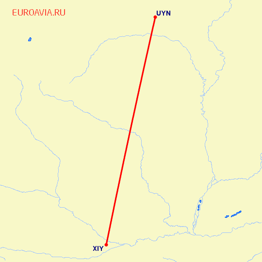 перелет Фулин — Синьян на карте