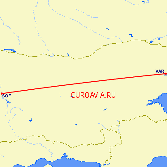 перелет Варна — София на карте