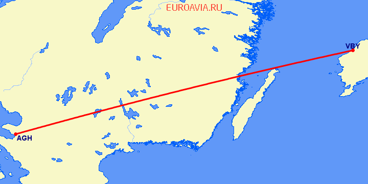 перелет Висби — Энгельхольм-Хельсингборг на карте