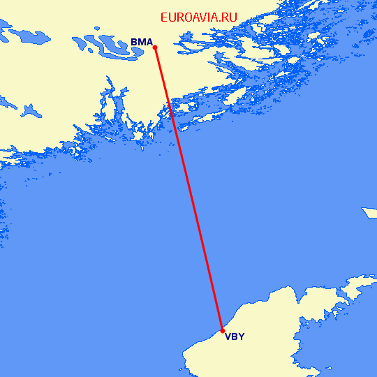 перелет Висби — Стокгольм на карте