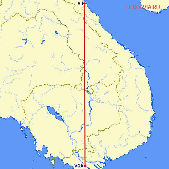 перелет Кан-Тхо — Vinh City на карте