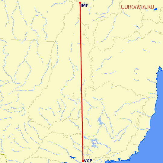 перелет Сан Паулу — Imperatriz на карте