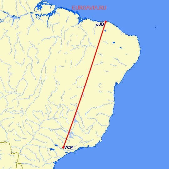 перелет Сан Паулу — Круз на карте