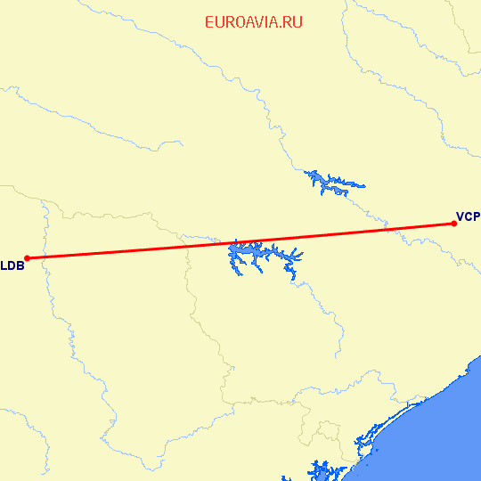 перелет Сан Паулу — Лондрина на карте