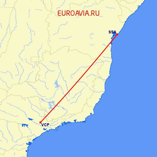 перелет Сан Паулу — Сальвадор на карте