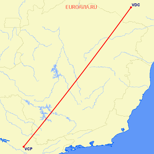перелет Сан Паулу — Vitoria Da Conquista на карте