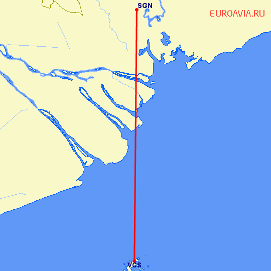 перелет Con Dao — Хошимин на карте