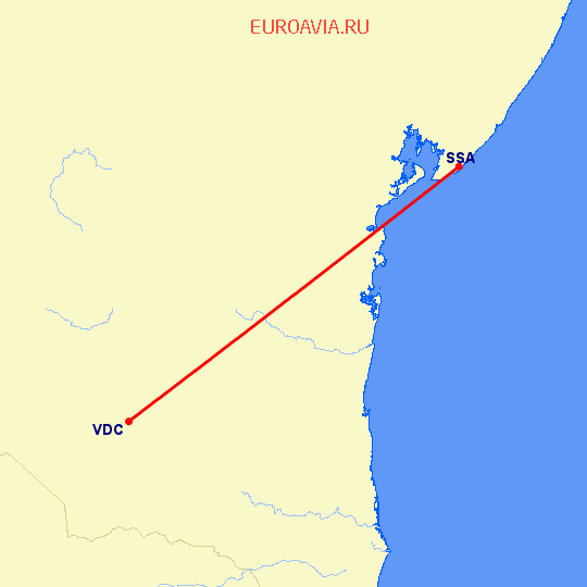 перелет Vitoria Da Conquista — Сальвадор на карте