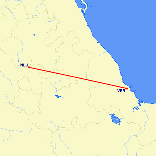 перелет Веракруз — Santa Lucia на карте