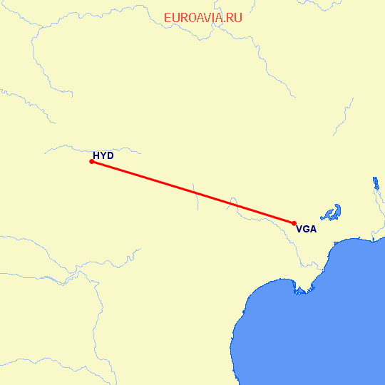 перелет Виджаявада — Хидерабад на карте