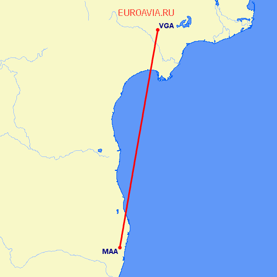 перелет Виджаявада — Мадрас Ченнай на карте