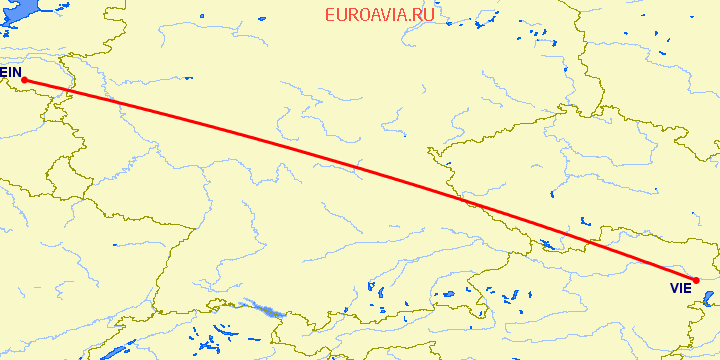 перелет Вена — Эйндховен на карте