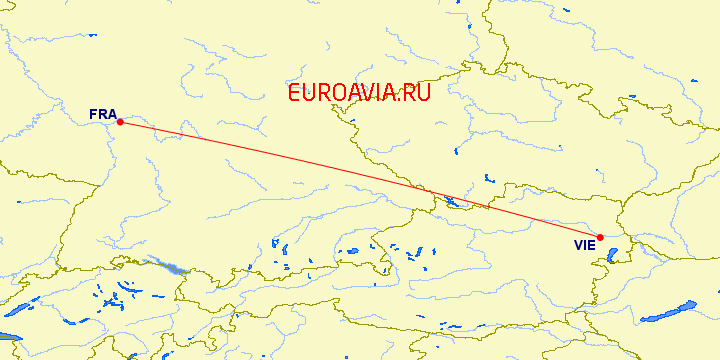 перелет Вена — Франкфурт на Майне на карте