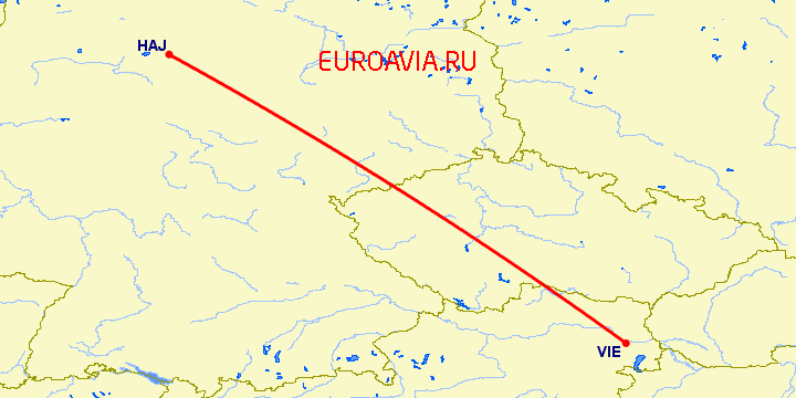 перелет Вена — Ганновер на карте