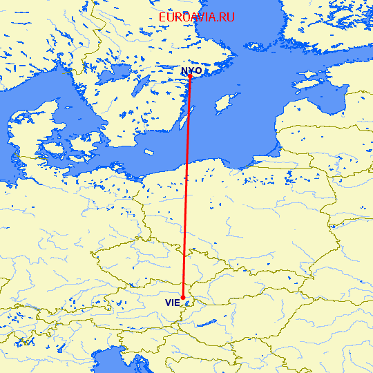 перелет Вена — Стокгольм на карте